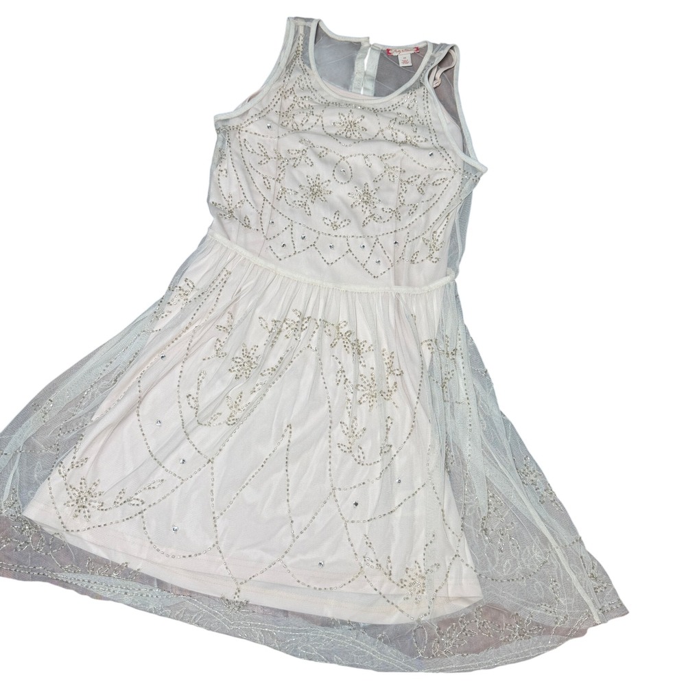 Ruby & Bloom Girls 19 Blush Pink Beaded Tulle Party Dress Fairycore Glam Elegant